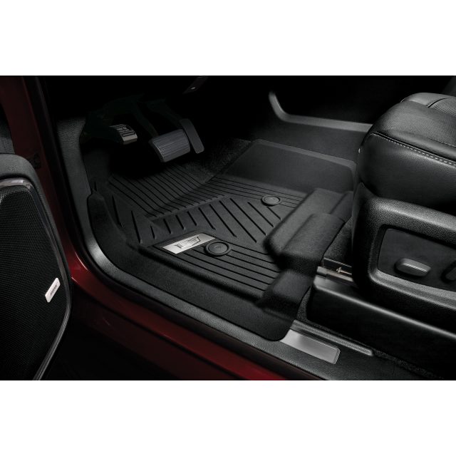 Cadillac Accessories First Row Premium All Weather Floor Liners in Jet Black with Chrome Cadillac Logo