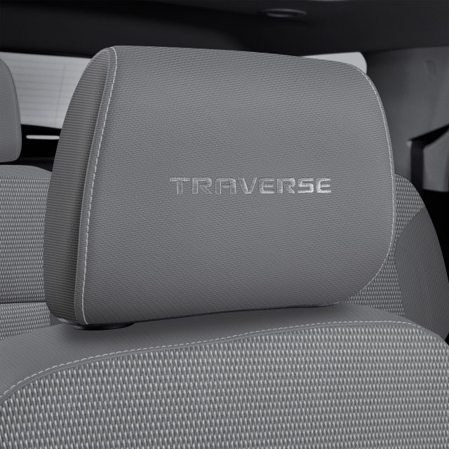 Chevrolet Cloth Headrest in Medium Ash Gray with Embroidered