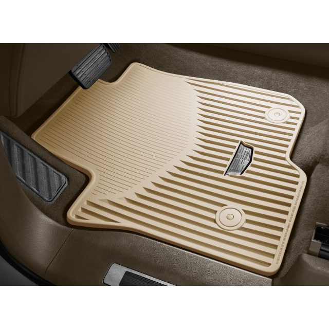 Cadillac First-Row Premium All-Weather Floor Mats in Parchment with  Cadillac Logo, 84997568