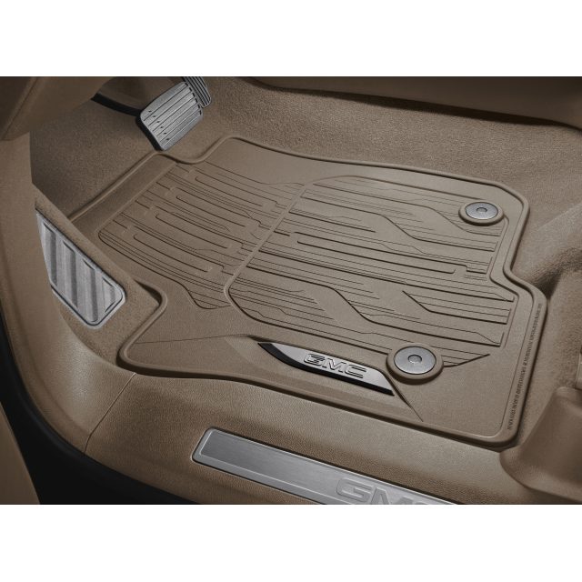 GMC First-Row Premium All-Weather Floor Mats in Teak with GMC Script, 84701526