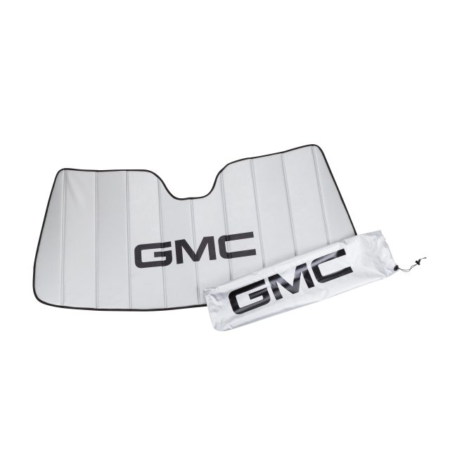 GMC Front Sunshade Package in Silver with Black GMC Logo