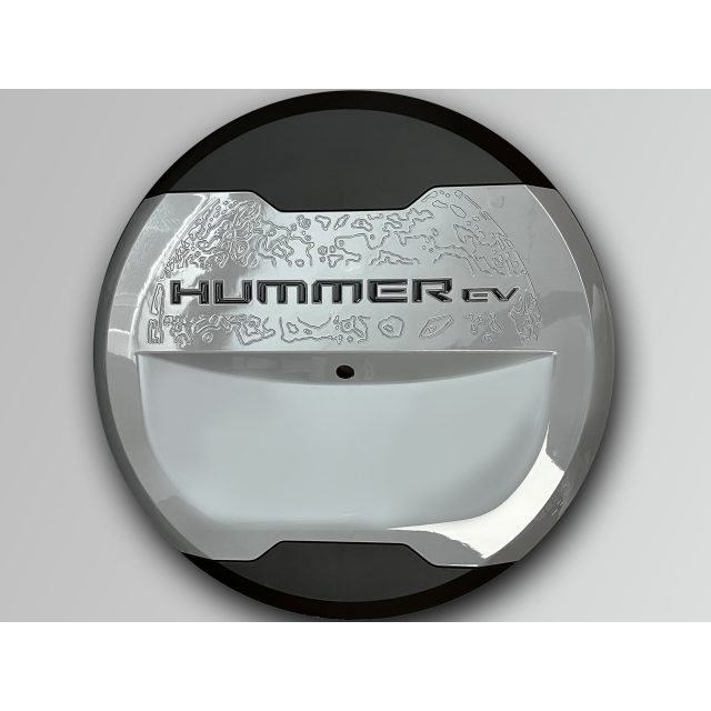 GMC 3 D Urethane HUMMER EV Spare Tire Cover Lettering in Gloss Black by Nox Lux Associated Accessories 19435233 GMC Accessories