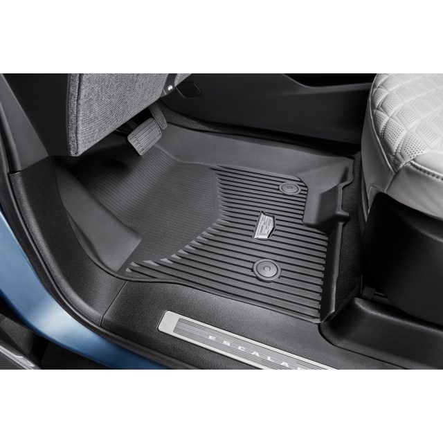Cadillac First Row Premium All Weather Floor Liners in Jet Black with Cadillac Logo 84999862 Cadillac Accessories