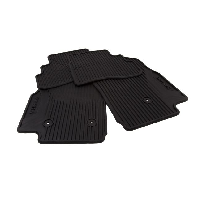 Chevrolet First and Second Row Premium All Weather Floor Mats in Jet Black with Spark Script 42473310 Chevrolet Accessories